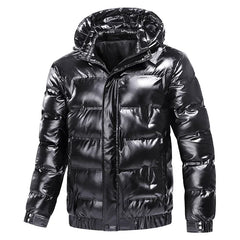 Stylische Herren Daunen Jacke mit Kapuze | Winter in Schwarz
