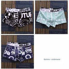 3Stück Bequeme bedruckte Herrenunterwäsche Boxershorts in 3pcsB