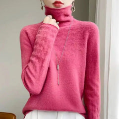 Warmer Rollkragenpullover für Frauen in Hellrosa