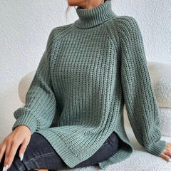 Juniper - Eleganter weicher Rollkragenpullover in Grün