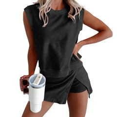 Set Marena™ Mit Ärmellosem Oberteil Und Wickel-Skort in Schwarz