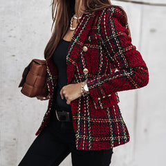 Tove - Schicker Karo-Blazer in Weinrot