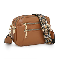Ayla | Raffinierte PU Leder-Querträgertasche in Braun