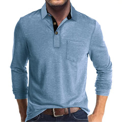 Jörg™ | Herren Langarmshirt in Unifarbe in Hellblau