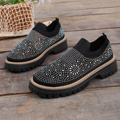 Urbaner Glanz™ Slip-On Sneaker mit Profilplateau in Schwarz