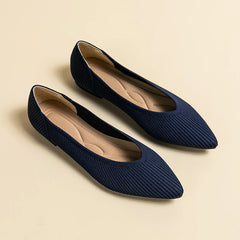 Damen Casual Elastische Weiche Strick Flache Schuhe in Blau