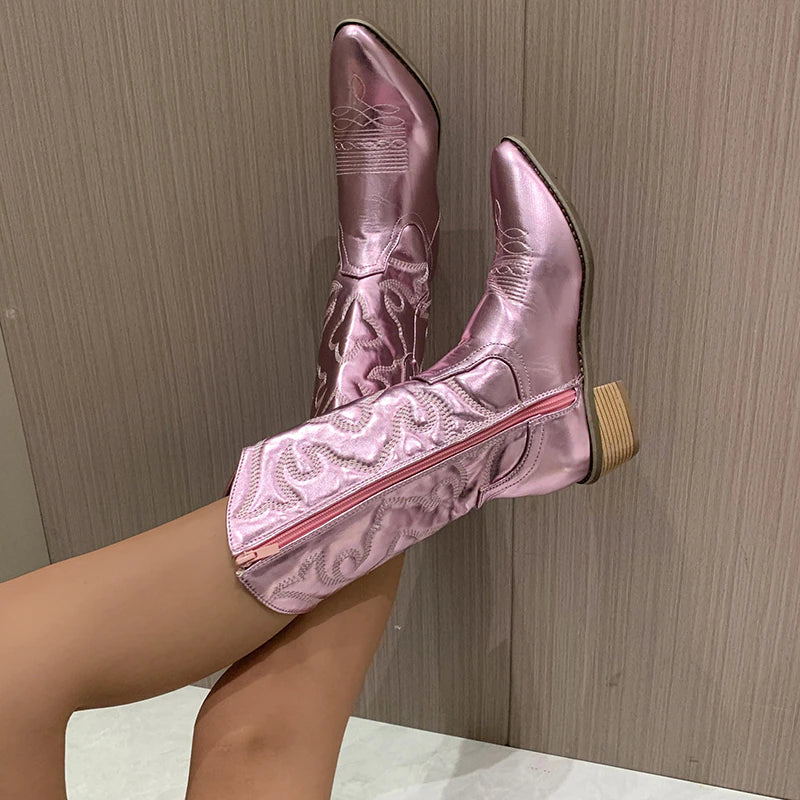 Cowboystiefel Mit Reißverschluss Für Damen | Wadenlang