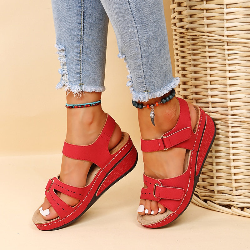 Klettverschluss-Schnallen-Sandalen für Damen