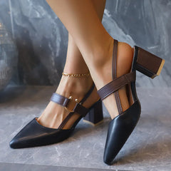 Ottilie | Damen Pumps Slingback Blockabsatz Spitze Zehenpartie – Slingback Pumps 2026 in Schwarz