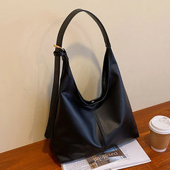 Leyna - Leder-Tote-Tasche - Großes Fassungsvermögen in Schwarz