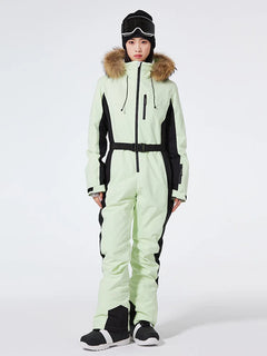 Einteiliger Skianzug für Damen | Wintersportbekleidung in Hellgrün