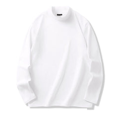 T-Shirt Herren - Regular Fit Langarm mit Stehkragen | Casual in Weiß