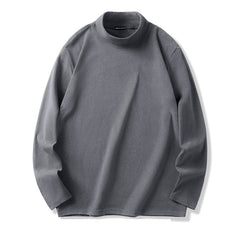 T-Shirt Herren - Regular Fit Langarm mit Stehkragen | Casual in Grau
