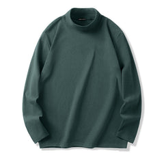 T-Shirt Herren - Regular Fit Langarm mit Stehkragen | Casual in Grün