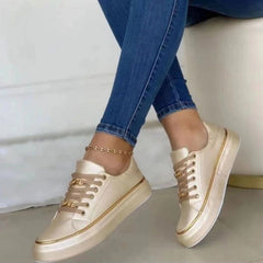 Autumn | Plateau Schnürung Sneaker in Gold