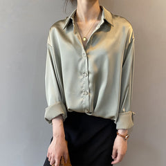 Silvana | Vintage Seiden Bluse in Grün