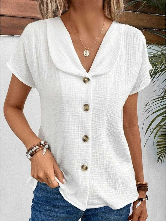 Simone - Schicke Damenbluse, Entspannter Sommertop Mit Button-Down-Design