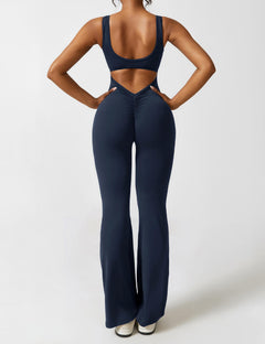 Sionex | Atmungsaktiver Flare-Jumpsuit für Damen Sommer in Dunkelblau