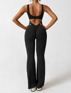 Sionex | Atmungsaktiver Flare-Jumpsuit für Damen Sommer in Schwarz