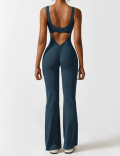 Sionex | Atmungsaktiver Flare-Jumpsuit für Damen Sommer in grün blau