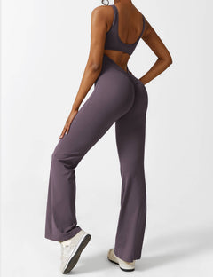 Sionex | Atmungsaktiver Flare-Jumpsuit für Damen Sommer in Violett Grau