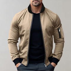 Bomberjacke Herren Leicht | Zip-Up Jacke Alltag in Khaki