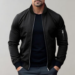 Bomberjacke Herren Leicht | Zip-Up Jacke Alltag in Schwarz