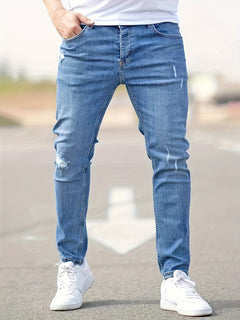 Slim-Fit-Jeans Herren Skinny in Blau