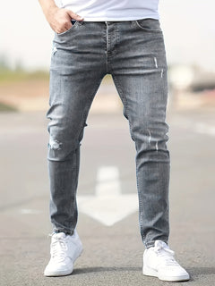Slim-Fit-Jeans Herren Skinny in Grau