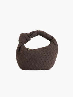FEMMEHAUS Woven Mini Tasche Wildleder in Coffee