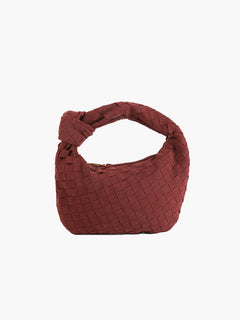 FEMMEHAUS Woven Mini Tasche Wildleder in Burgundy