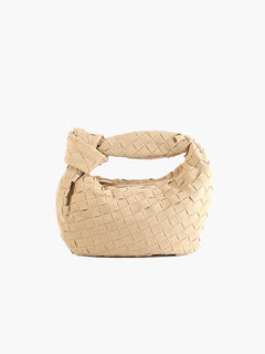 FEMMEHAUS Woven Mini Tasche Wildleder in Creme