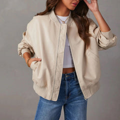 Übergroß Bomberjacke für Damen | Lässig in Beige