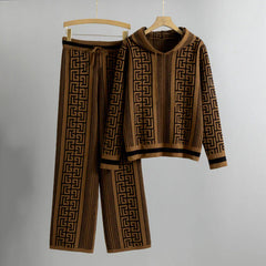ILSE | KAPUZENPULLOVER-SET MIT HOSE in Braun