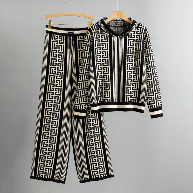 Ameline-Méandre™ | Set aus gestricktem Kapuzenpullover und Hose