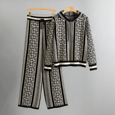 Ameline-Méandre™ | Set aus gestricktem Kapuzenpullover und Hose