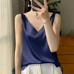 Sophia | Elegante Satinbluse in Blau