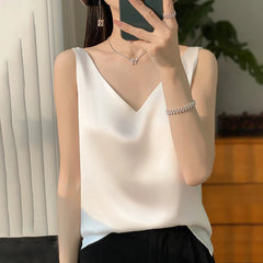 Sophia | Elegante Satinbluse in Weiß