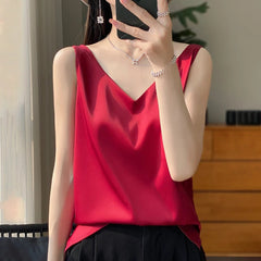 Sophia | Elegante Satinbluse in Rot