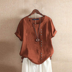 Sophie | Lässige Relaxed Fit Sommerbluse in Braun