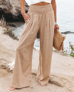 Maria - Elegante bequeme Leinenhosen in Khaki