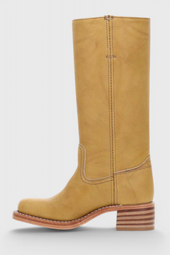 Selina | Damen Knielange Leder Stiefel mit Niedriger Absatz in Gelb