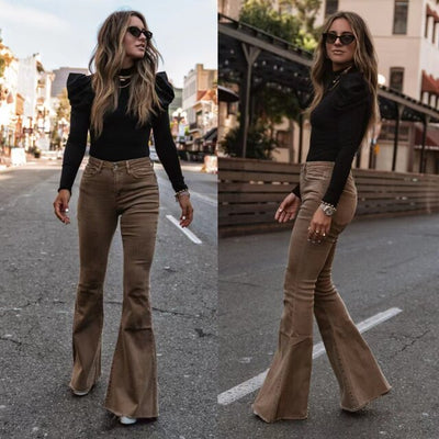Stefanie - Elegante Weitbeinhosen Damen Mit Hoher Taille