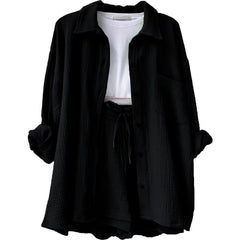 Leonie | Lässiges Baumwoll-Loungewear-Set in Schwarz