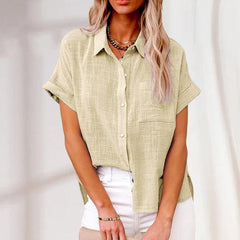 Stephanie | Entspannte leichte Sommerbluse in Beige
