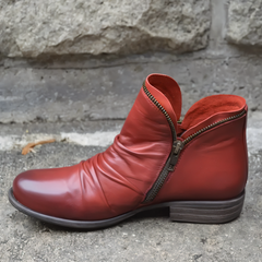 Ingrid | Bequeme Reißverschluss Stiefeletten in Rot