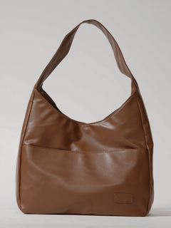 Stilvolle Damen-Schultertasche aus praktischem veganem Leder in Braun
