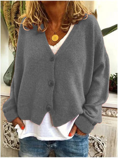 Annelie | Lockere Feminine Strickjacke in Grau