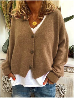 Annelie | Lockere Feminine Strickjacke in Khaki