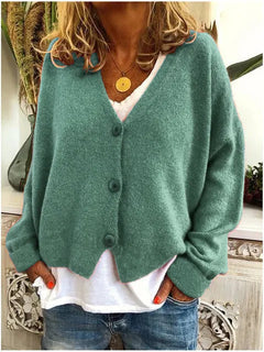 Annelie | Lockere Feminine Strickjacke in Grün